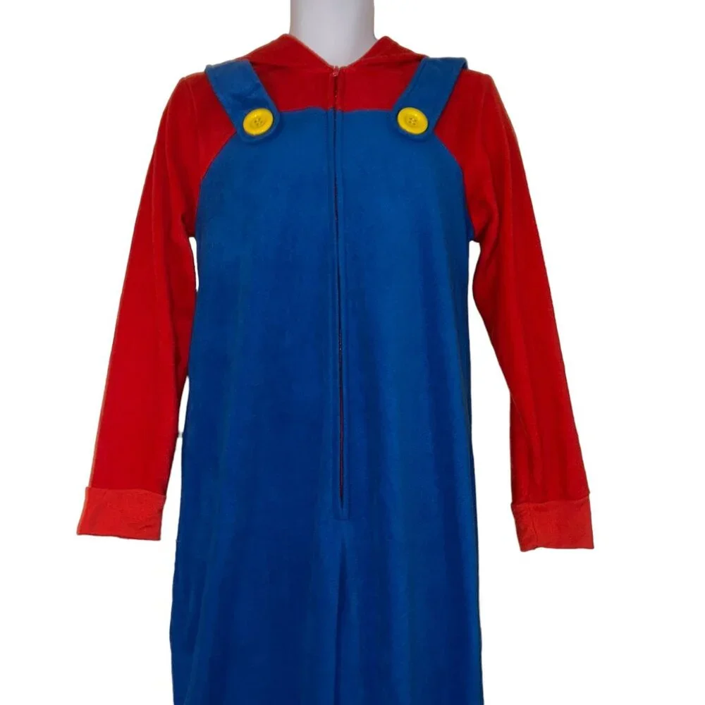 Super Mario Brothers Pajamas Costume Womens L Unionsuit PJs One Piece Halloween